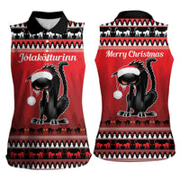 Jolakotturinn Iceland Women Sleeveless Polo Shirt Yule Cat Merry Christmas - Wonder Print Shop
