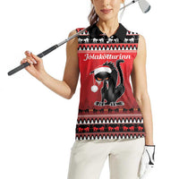 Jolakotturinn Iceland Women Sleeveless Polo Shirt Yule Cat Merry Christmas - Wonder Print Shop