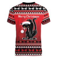 Jolakotturinn Iceland Women V-Neck T-Shirt Yule Cat Merry Christmas - Wonder Print Shop