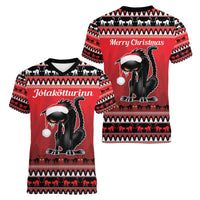 Jolakotturinn Iceland Women V-Neck T-Shirt Yule Cat Merry Christmas - Wonder Print Shop