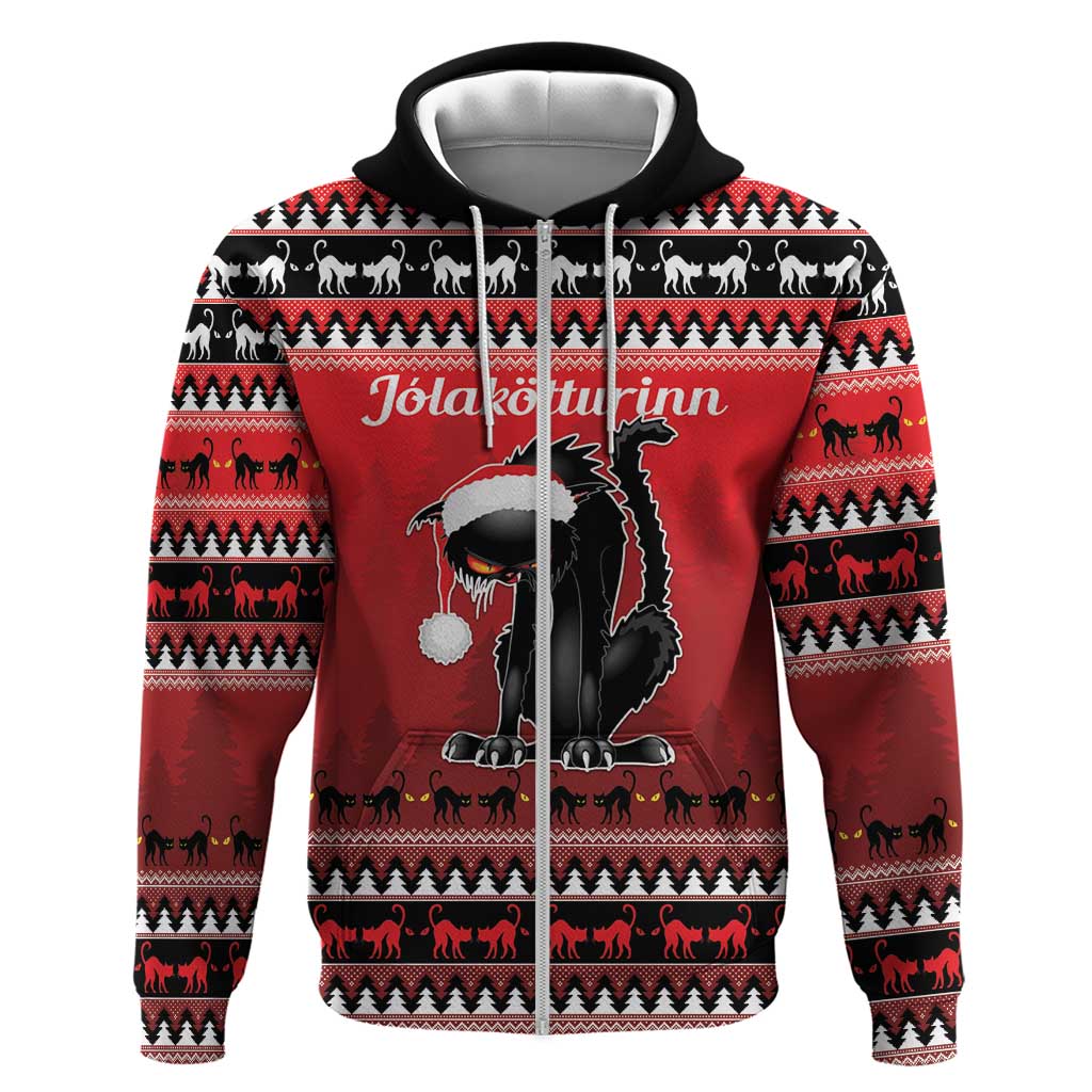 Jolakotturinn Iceland Zip Hoodie Yule Cat Merry Christmas - Wonder Print Shop