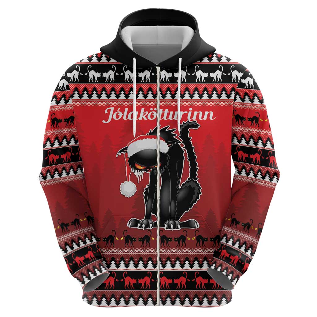 Jolakotturinn Iceland Zip Hoodie Yule Cat Merry Christmas - Wonder Print Shop