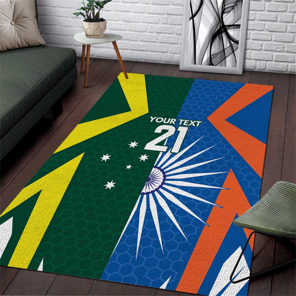 India vs Australia Custom Area Rug Blue vs Gold Cricket Heritage - Wonder Print Shop