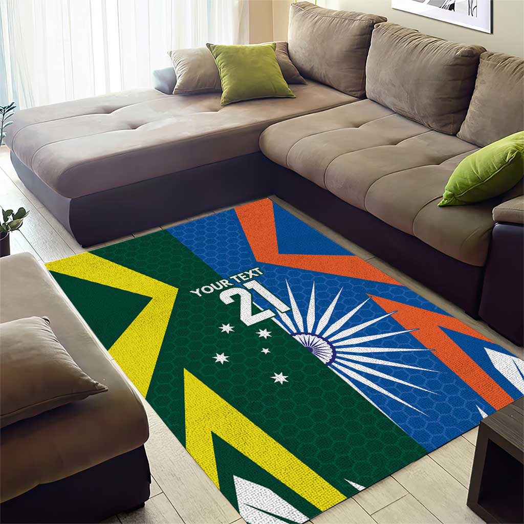 India vs Australia Custom Area Rug Blue vs Gold Cricket Heritage - Wonder Print Shop