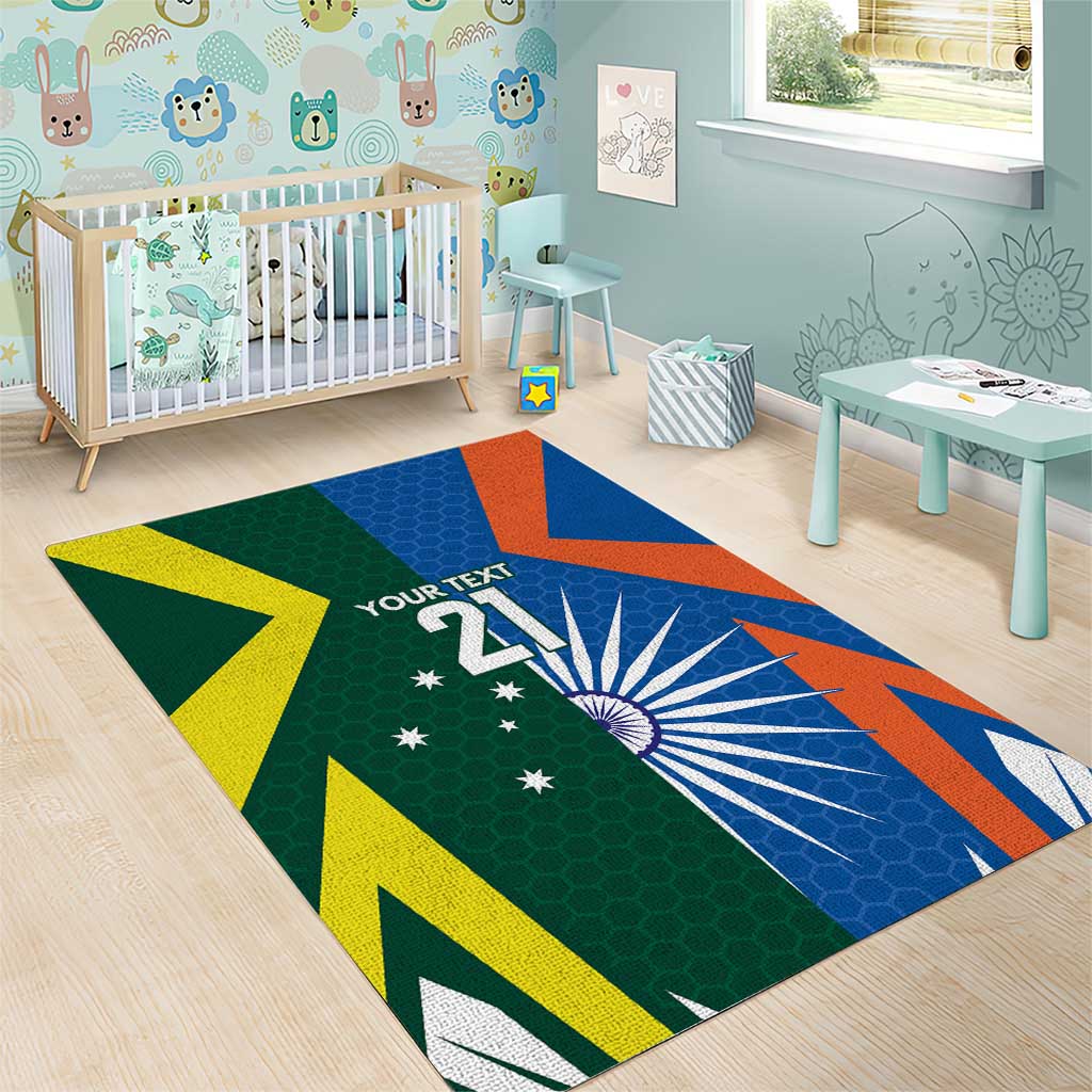 India vs Australia Custom Area Rug Blue vs Gold Cricket Heritage - Wonder Print Shop