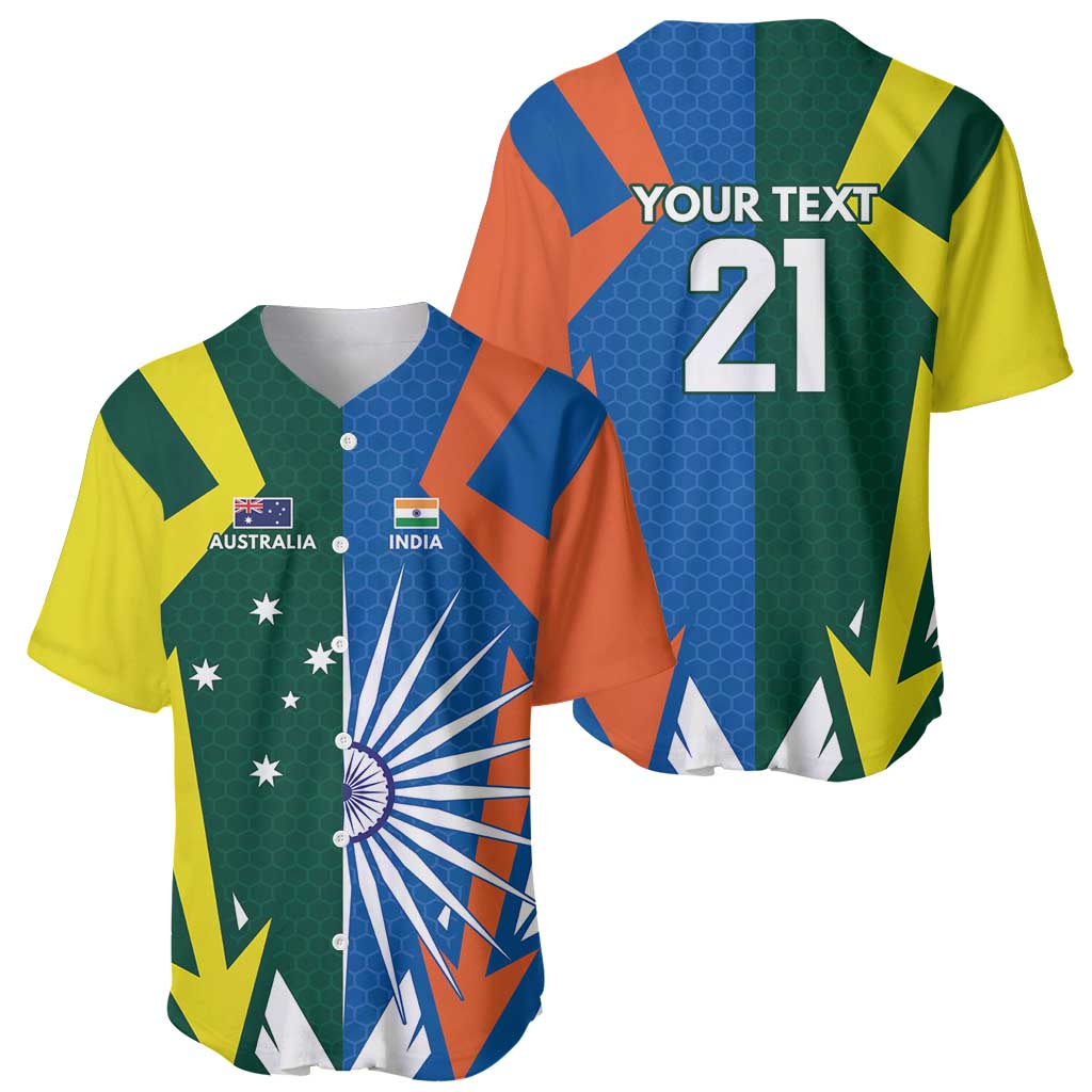 India vs Australia Custom Baseball Jersey Blue vs Gold Cricket Heritage - Wonder Print Shop