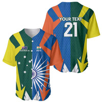 India vs Australia Custom Baseball Jersey Blue vs Gold Cricket Heritage - Wonder Print Shop
