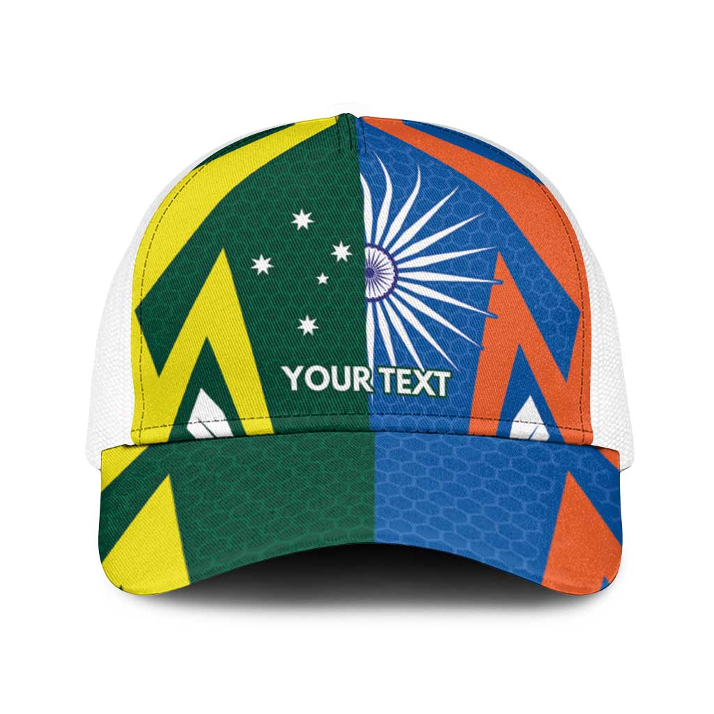 India vs Australia Personalised Baseball Net Cap Blue vs Gold Cricket Heritage - Wonder Print Shop