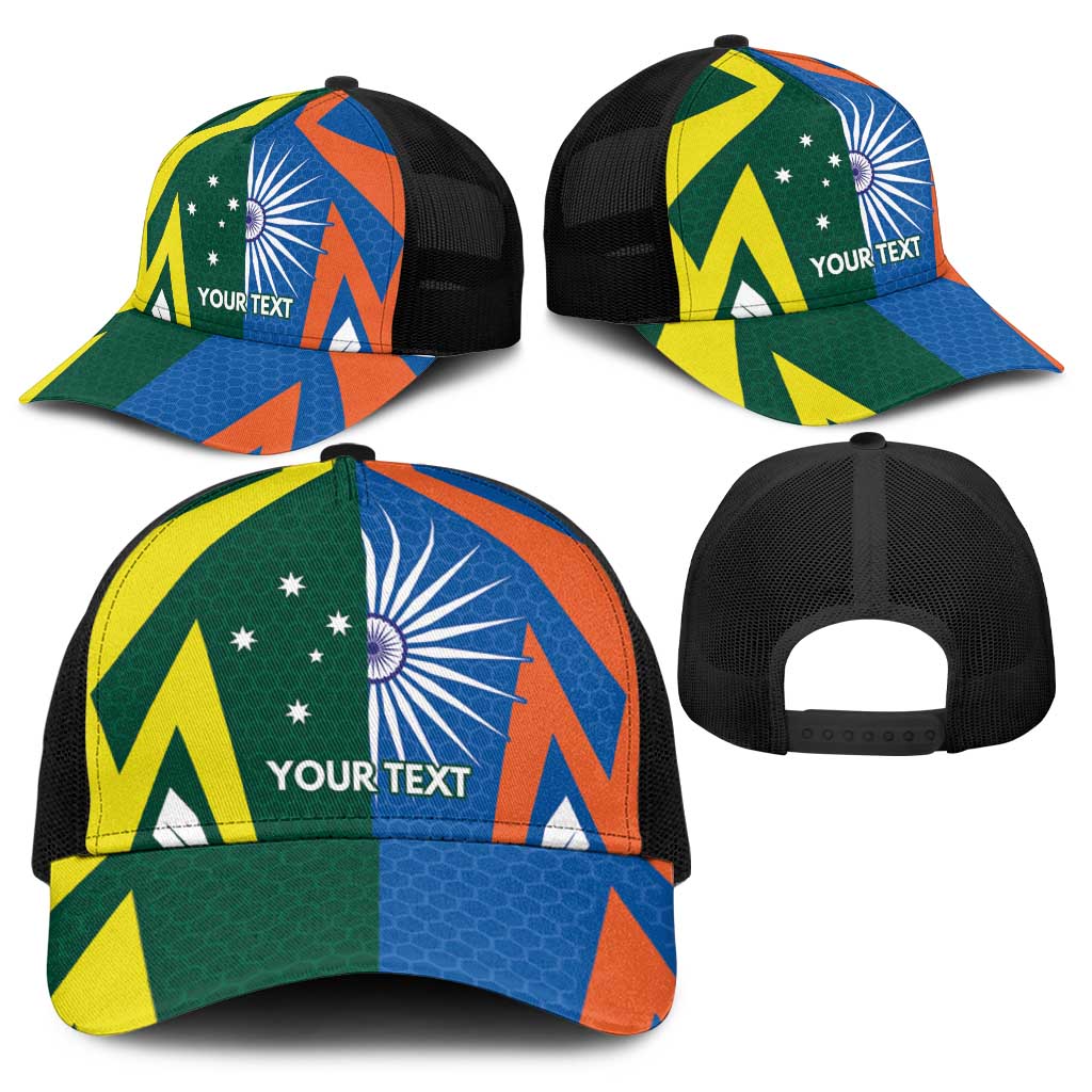 India vs Australia Personalised Baseball Net Cap Blue vs Gold Cricket Heritage - Wonder Print Shop