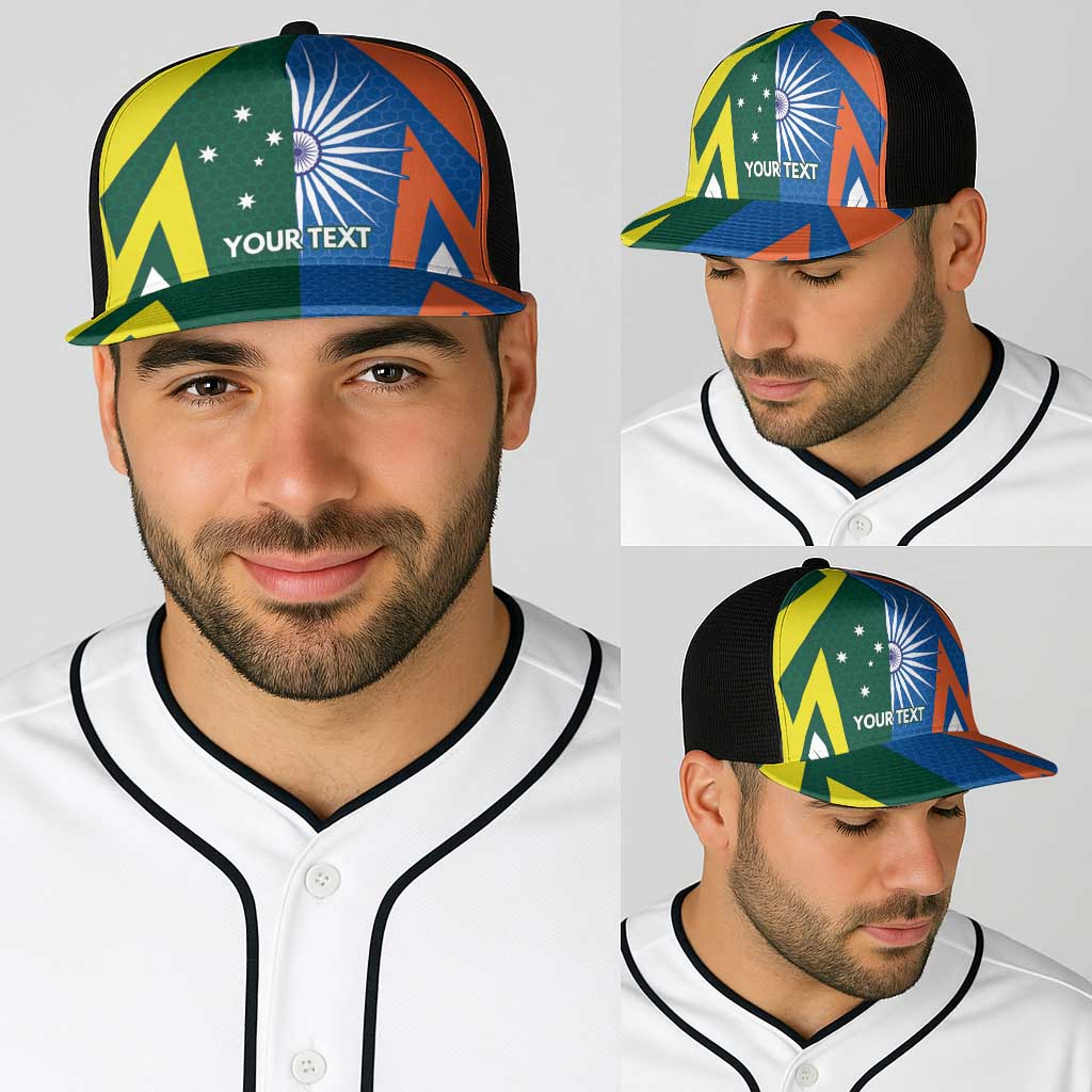 India vs Australia Personalised Baseball Net Cap Blue vs Gold Cricket Heritage - Wonder Print Shop