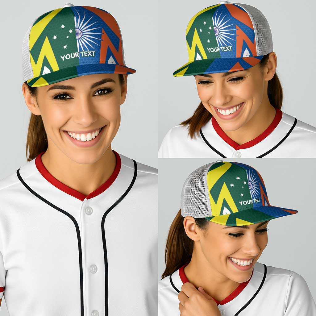 India vs Australia Personalised Baseball Net Cap Blue vs Gold Cricket Heritage - Wonder Print Shop