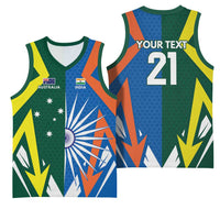 India vs Australia Custom Basketball Jersey Blue vs Gold Cricket Heritage - Wonder Print Shop