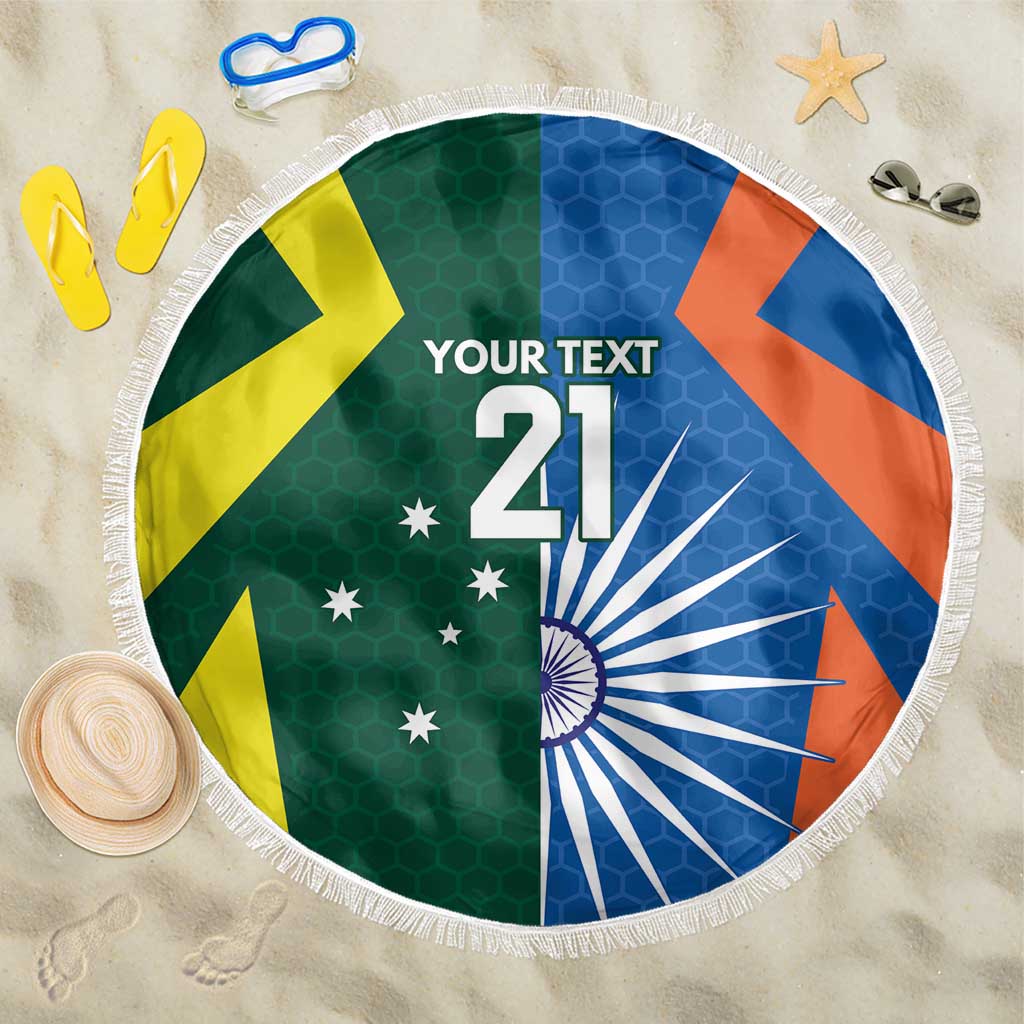 India vs Australia Custom Beach Blanket Blue vs Gold Cricket Heritage - Wonder Print Shop