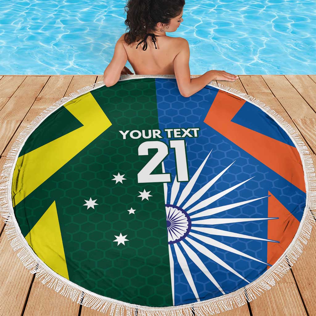 India vs Australia Custom Beach Blanket Blue vs Gold Cricket Heritage - Wonder Print Shop