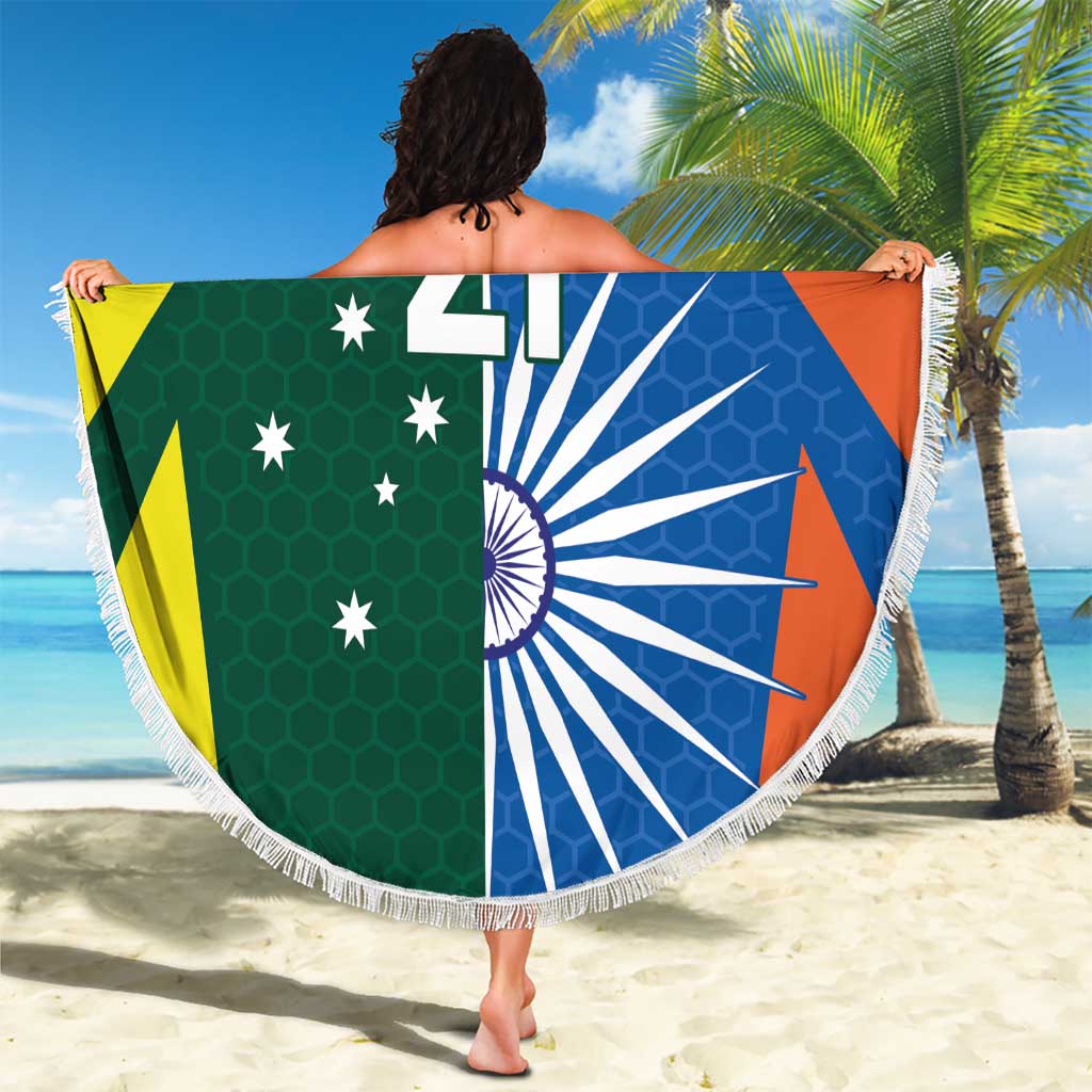 India vs Australia Custom Beach Blanket Blue vs Gold Cricket Heritage - Wonder Print Shop