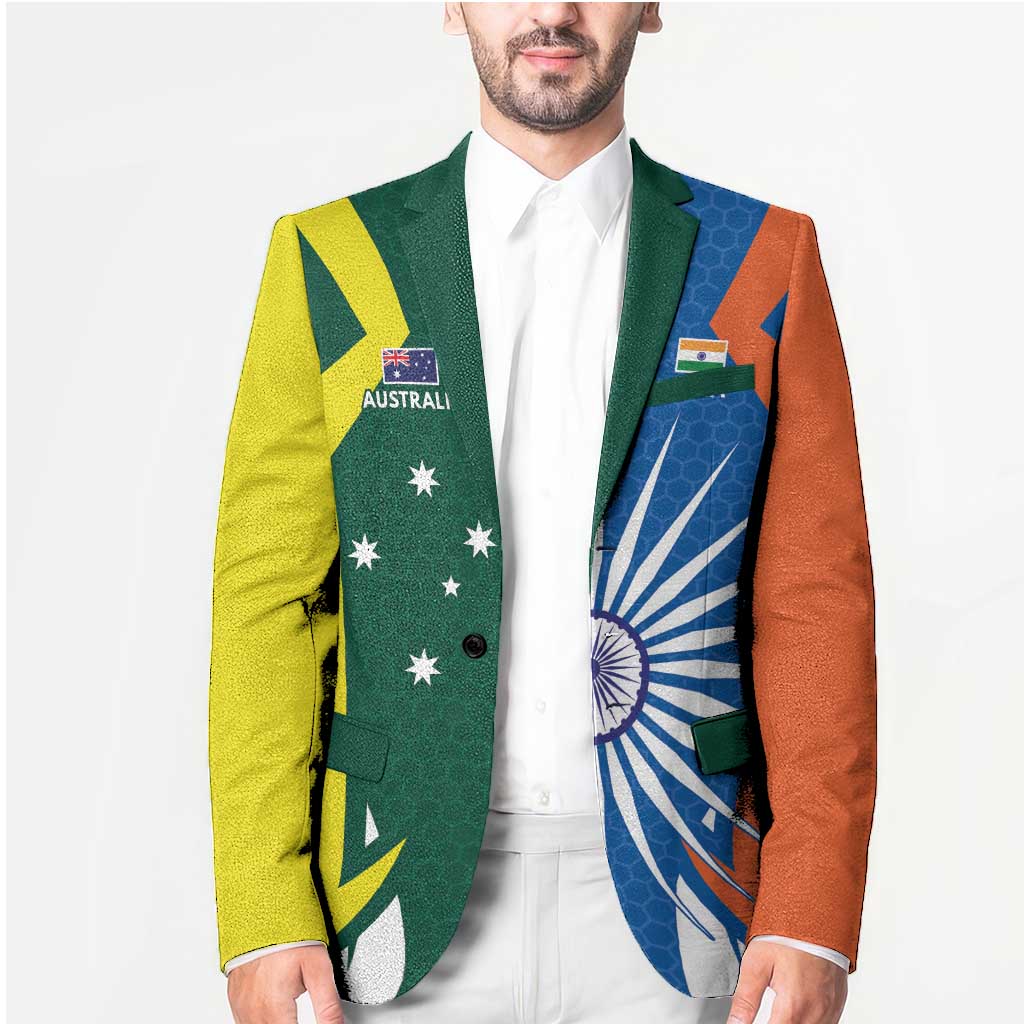 India vs Australia Custom Blazer Blue vs Gold Cricket Heritage - Wonder Print Shop