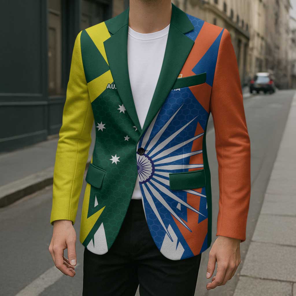 India vs Australia Custom Blazer Blue vs Gold Cricket Heritage - Wonder Print Shop