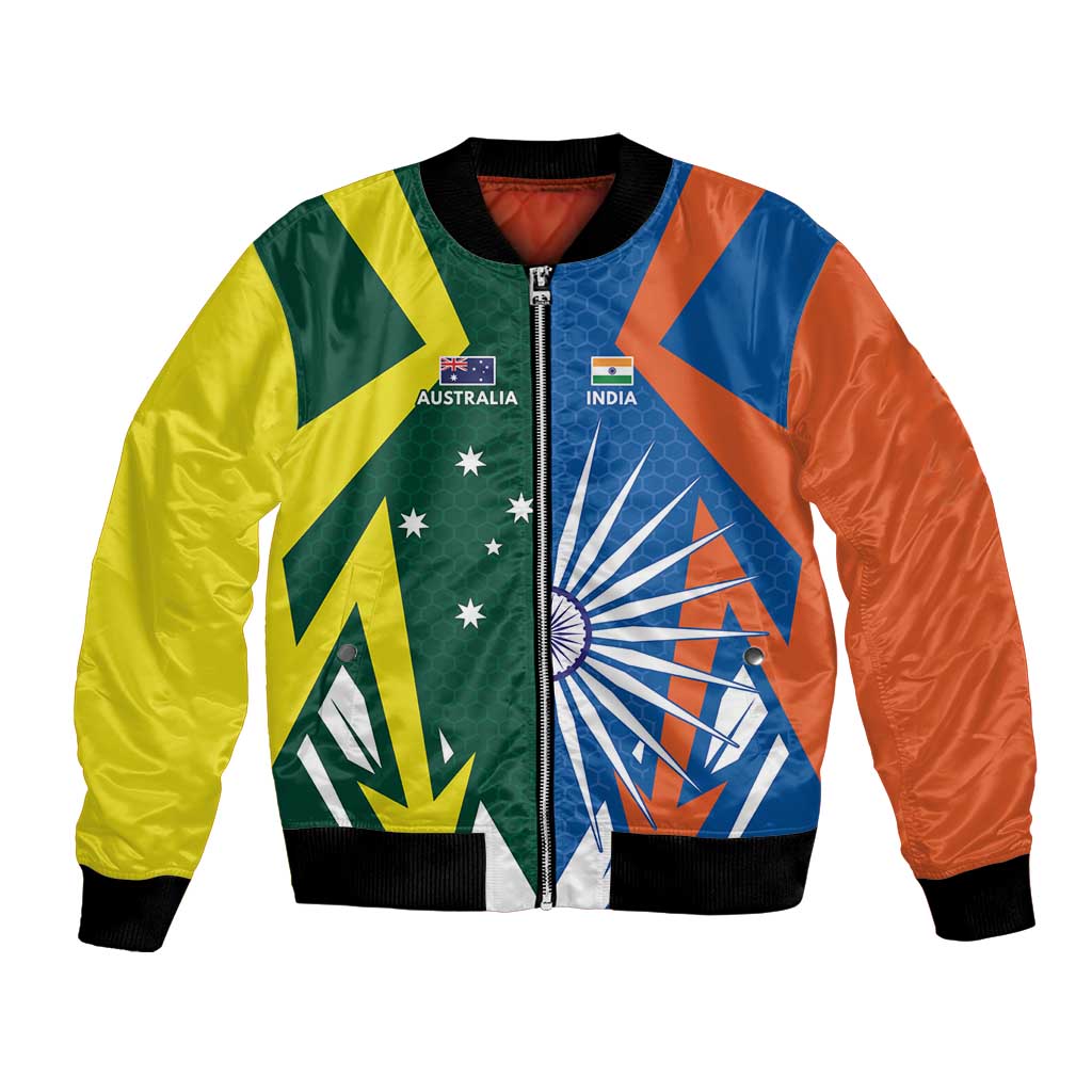 India vs Australia Custom Bomber Jacket Blue vs Gold Cricket Heritage - Wonder Print Shop