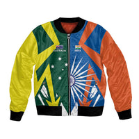 India vs Australia Custom Bomber Jacket Blue vs Gold Cricket Heritage - Wonder Print Shop