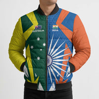 India vs Australia Custom Bomber Puffer Jacket Blue vs Gold Cricket Heritage - Wonder Print Shop