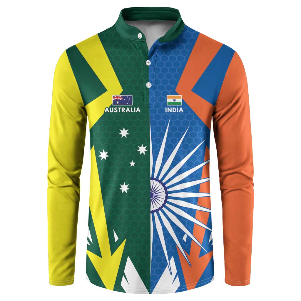 India vs Australia Custom Button Sweatshirt Blue vs Gold Cricket Heritage - Wonder Print Shop