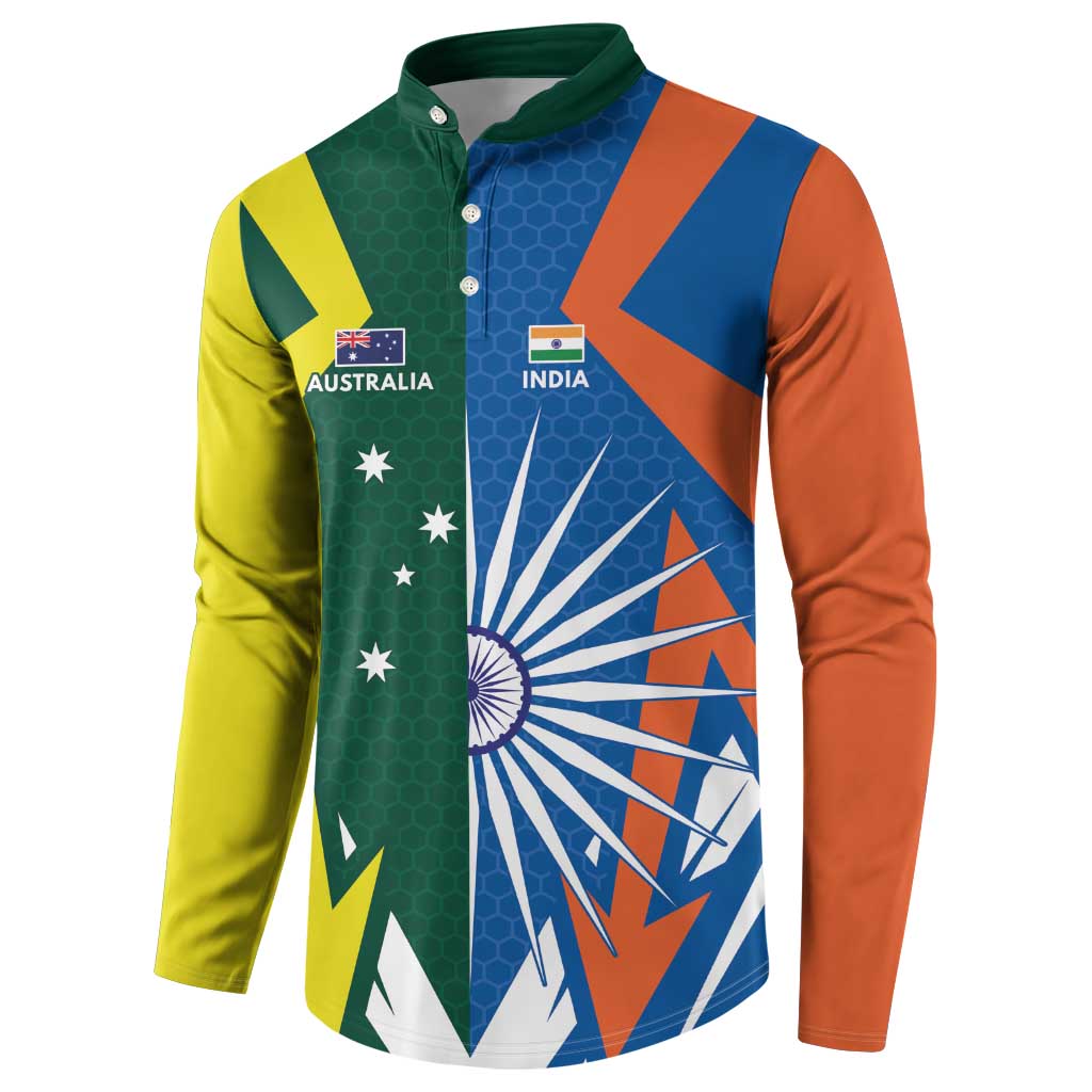 India vs Australia Custom Button Sweatshirt Blue vs Gold Cricket Heritage - Wonder Print Shop