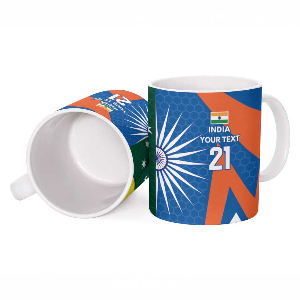 India vs Australia Custom Ceramic Mug Blue vs Gold Cricket Heritage - Wonder Print Shop