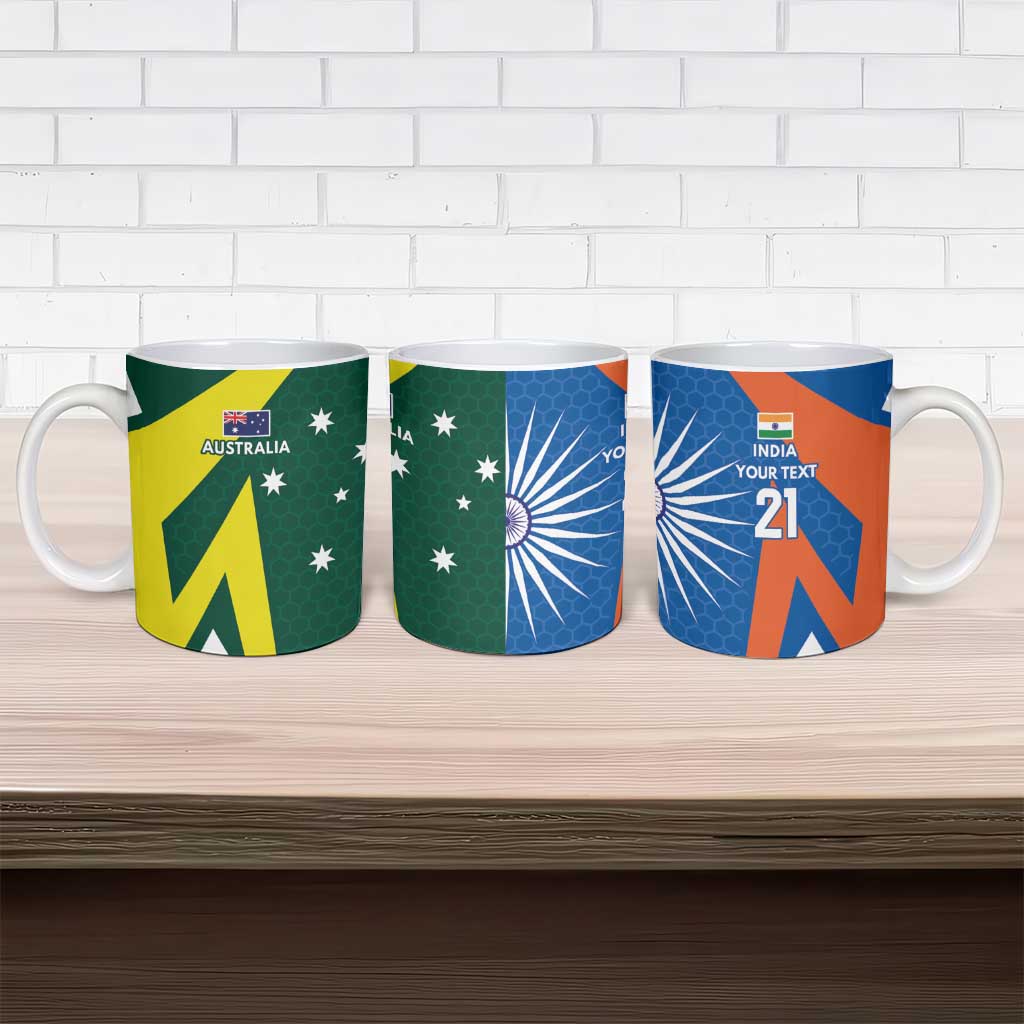 India vs Australia Custom Ceramic Mug Blue vs Gold Cricket Heritage - Wonder Print Shop