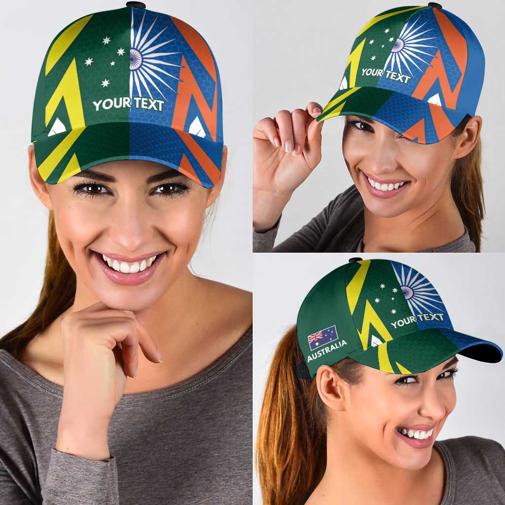 India vs Australia Personalised Classic Cap Blue vs Gold Cricket Heritage - Wonder Print Shop