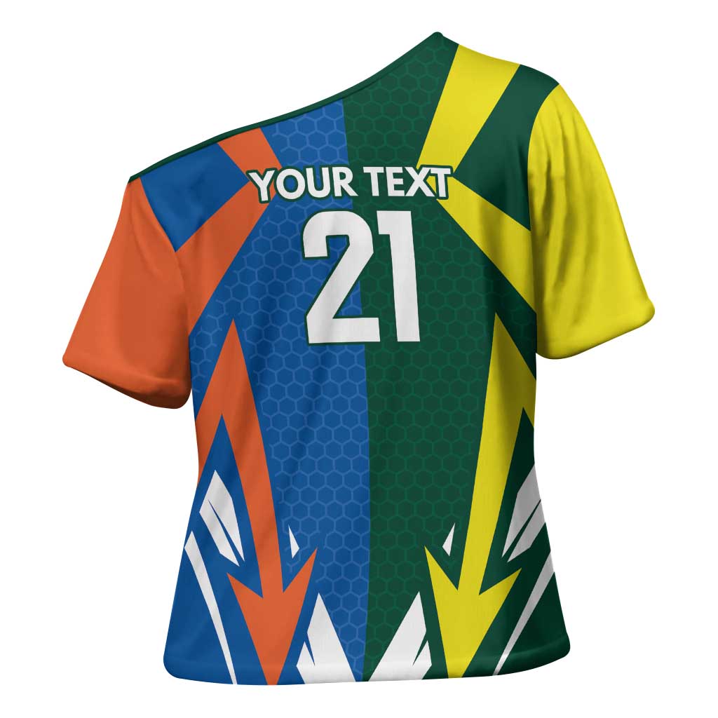 India vs Australia Custom Cross Shoulder Shirt Blue vs Gold Cricket Heritage - Wonder Print Shop