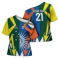 India vs Australia Custom Cross Shoulder Shirt Blue vs Gold Cricket Heritage - Wonder Print Shop