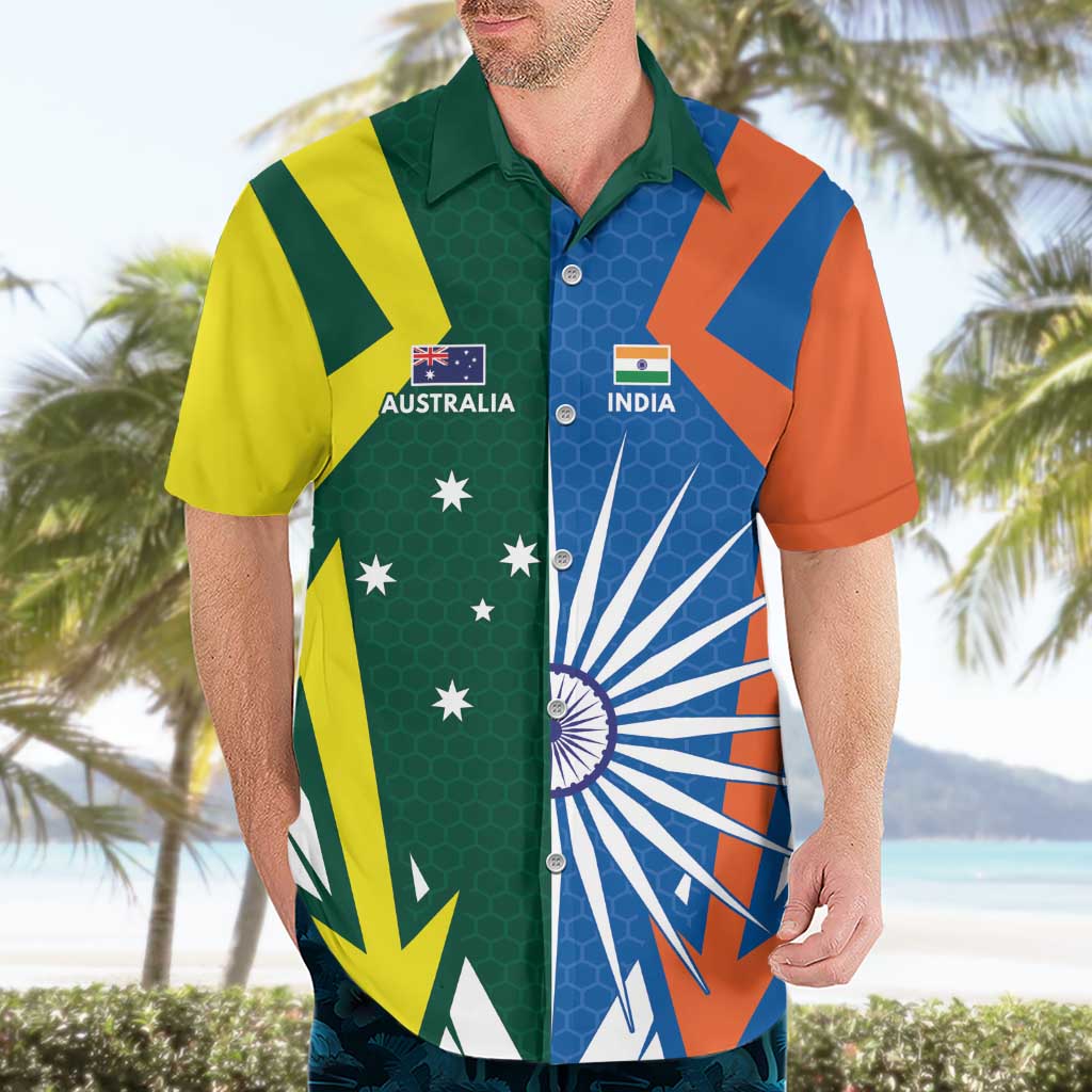 India vs Australia Custom Hawaiian Shirt Blue vs Gold Cricket Heritage - Wonder Print Shop