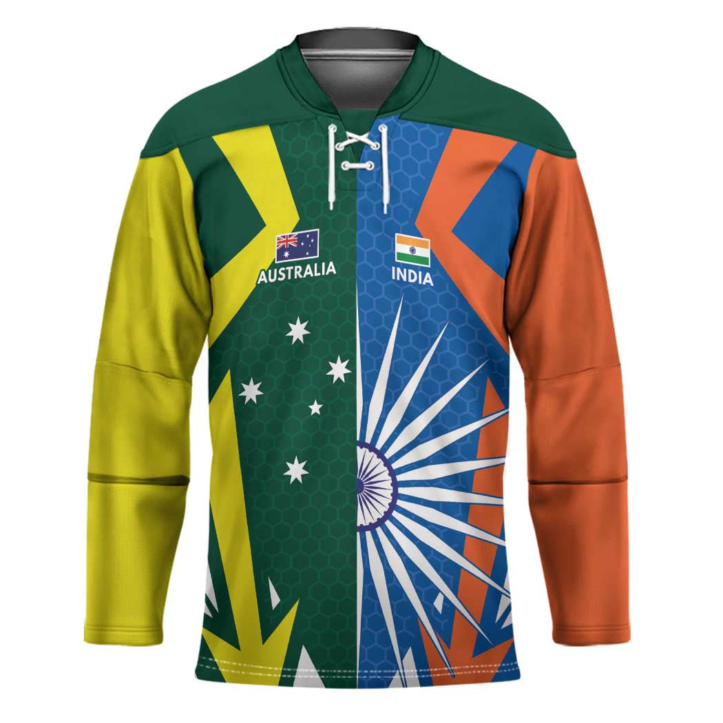India vs Australia Custom Hockey Jersey Blue vs Gold Cricket Heritage - Wonder Print Shop