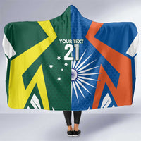 India vs Australia Custom Hooded Blanket Blue vs Gold Cricket Heritage - Wonder Print Shop