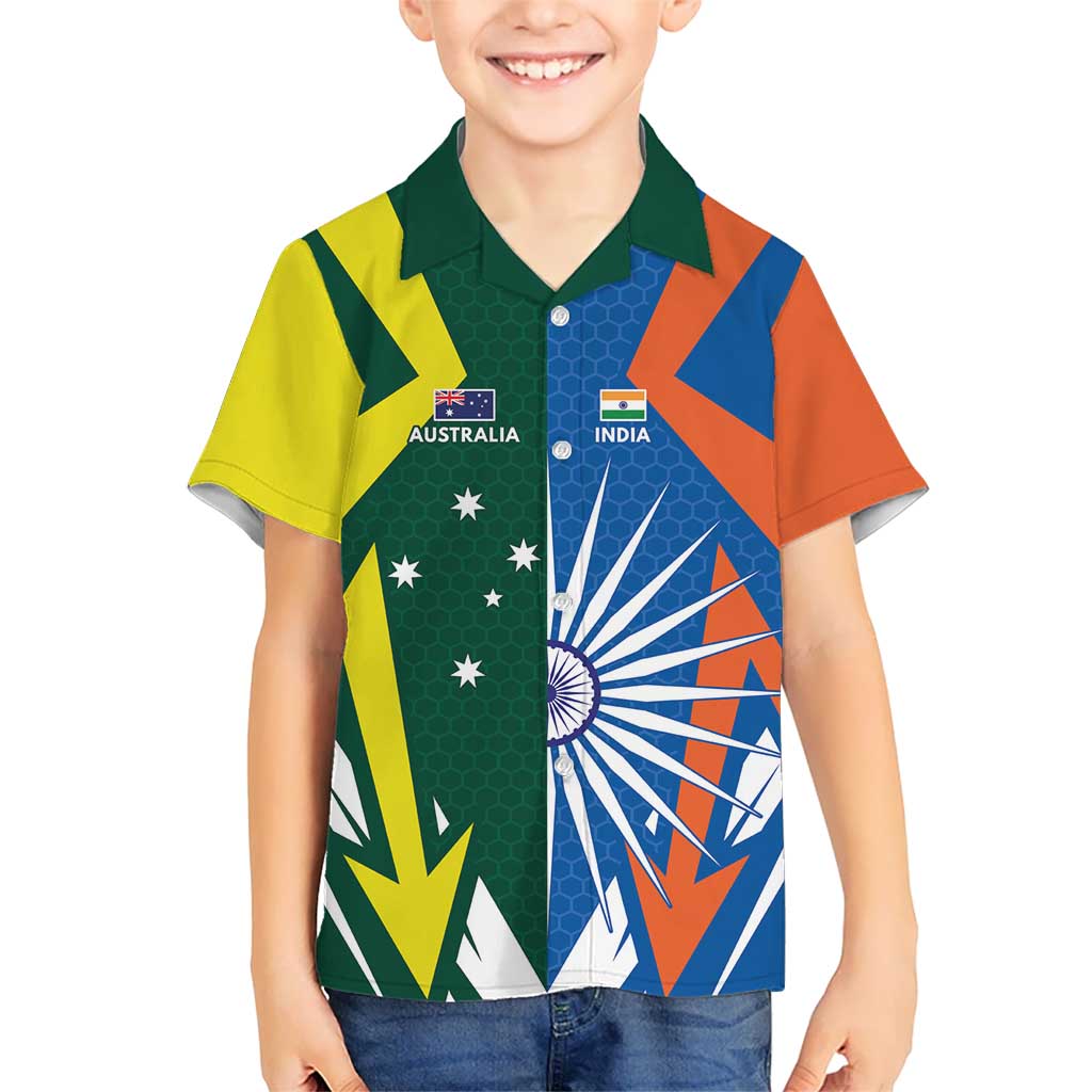 India vs Australia Custom Kid Hawaiian Shirt Blue vs Gold Cricket Heritage - Wonder Print Shop
