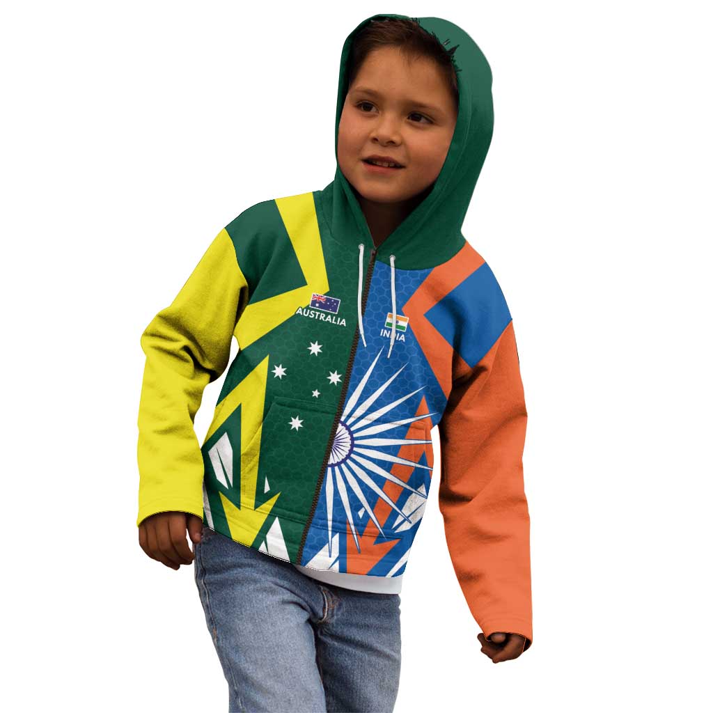 India vs Australia Custom Kid Hoodie Blue vs Gold Cricket Heritage - Wonder Print Shop