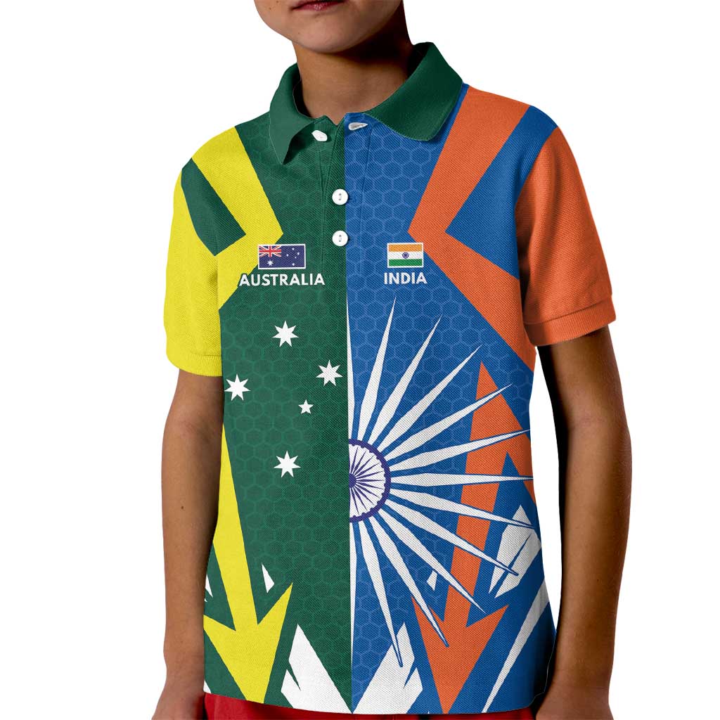 India vs Australia Custom Kid Polo Shirt Blue vs Gold Cricket Heritage - Wonder Print Shop