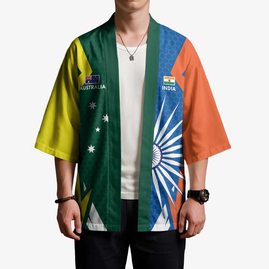 India vs Australia Custom Kimono Blue vs Gold Cricket Heritage - Wonder Print Shop