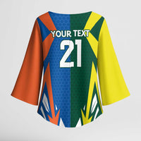 India vs Australia Custom Kimono Sleeve Blouse Blue vs Gold Cricket Heritage - Wonder Print Shop