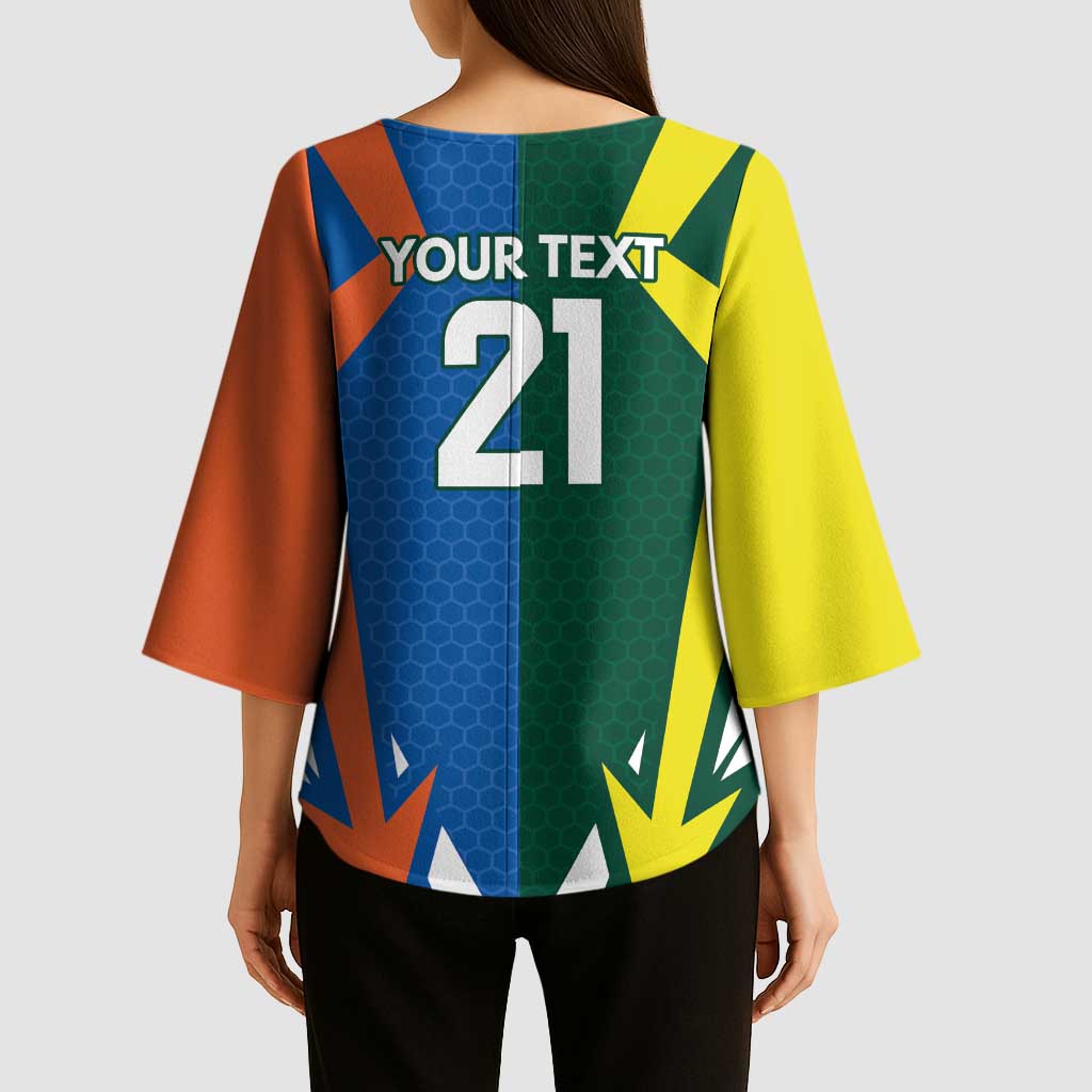 India vs Australia Custom Kimono Sleeve Blouse Blue vs Gold Cricket Heritage - Wonder Print Shop