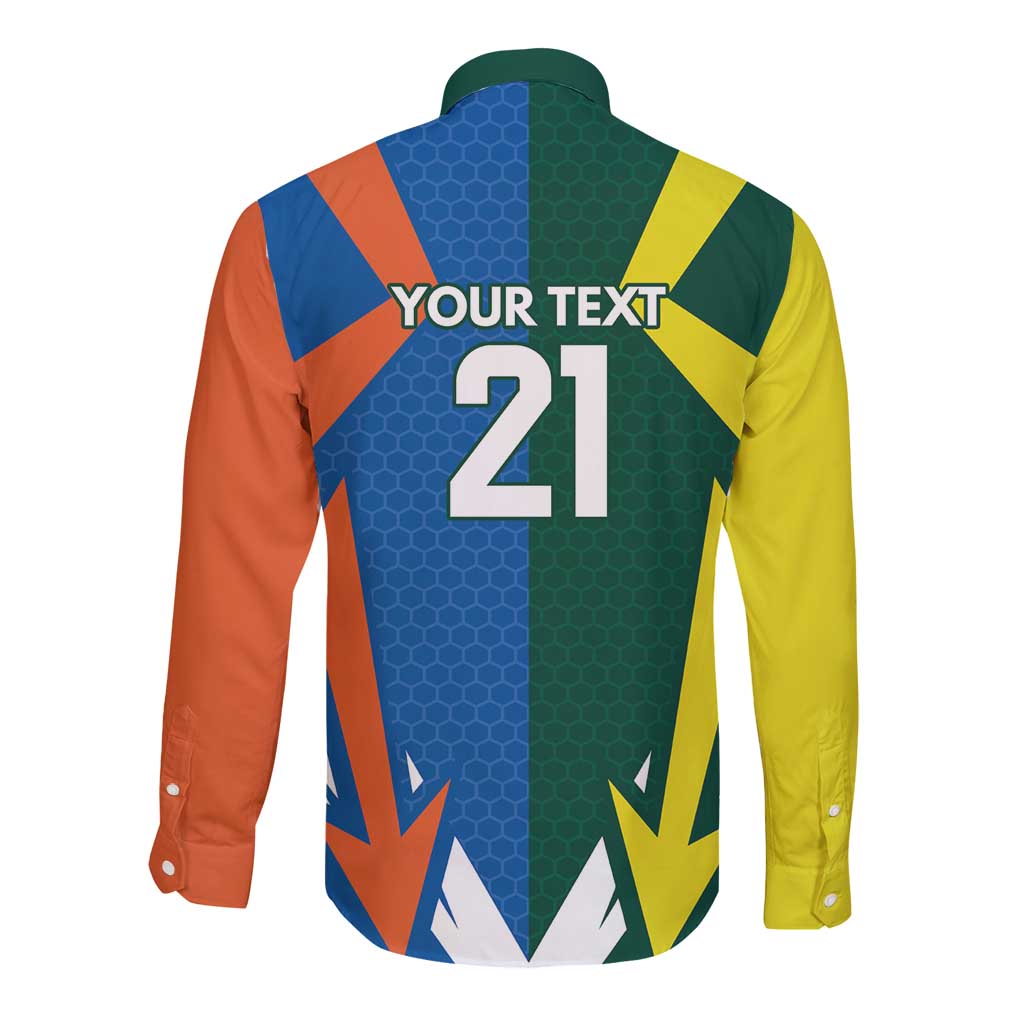 India vs Australia Custom Long Sleeve Button Shirt Blue vs Gold Cricket Heritage - Wonder Print Shop