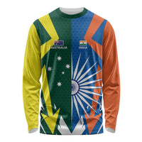 India vs Australia Custom Long Sleeve Shirt Blue vs Gold Cricket Heritage - Wonder Print Shop