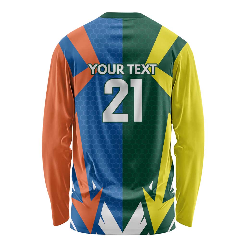 India vs Australia Custom Long Sleeve Shirt Blue vs Gold Cricket Heritage - Wonder Print Shop
