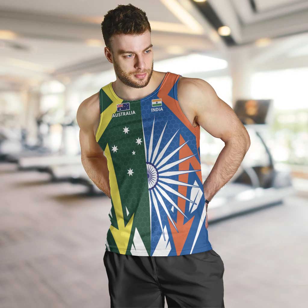 India vs Australia Custom Men Tank Top Blue vs Gold Cricket Heritage - Wonder Print Shop