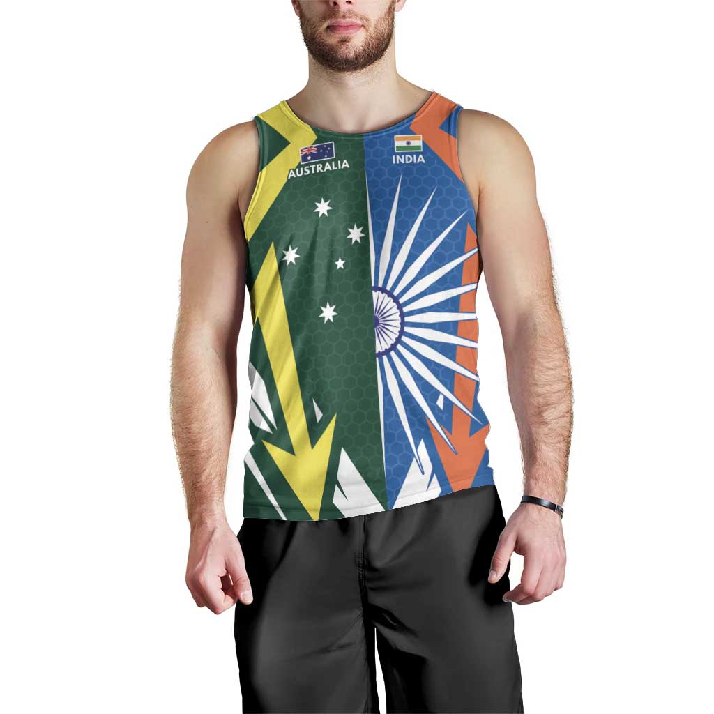 India vs Australia Custom Men Tank Top Blue vs Gold Cricket Heritage - Wonder Print Shop