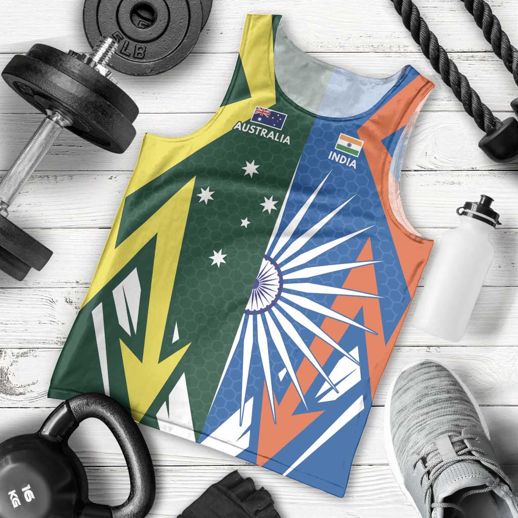 India vs Australia Custom Men Tank Top Blue vs Gold Cricket Heritage - Wonder Print Shop