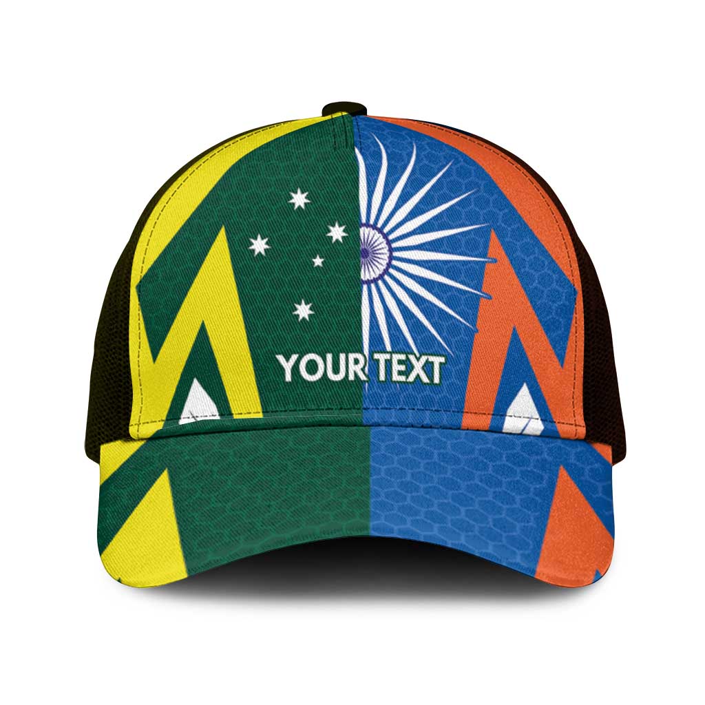 India vs Australia Personalised Mesh Trucker Cap Blue vs Gold Cricket Heritage - Wonder Print Shop