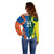 India vs Australia Custom Off Shoulder Sweater Blue vs Gold Cricket Heritage - Wonder Print Shop