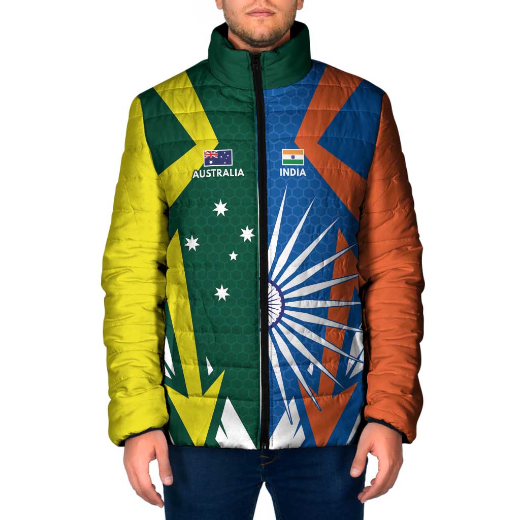 India vs Australia Custom Padded Jacket Blue vs Gold Cricket Heritage - Wonder Print Shop