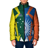 India vs Australia Custom Padded Jacket Blue vs Gold Cricket Heritage - Wonder Print Shop